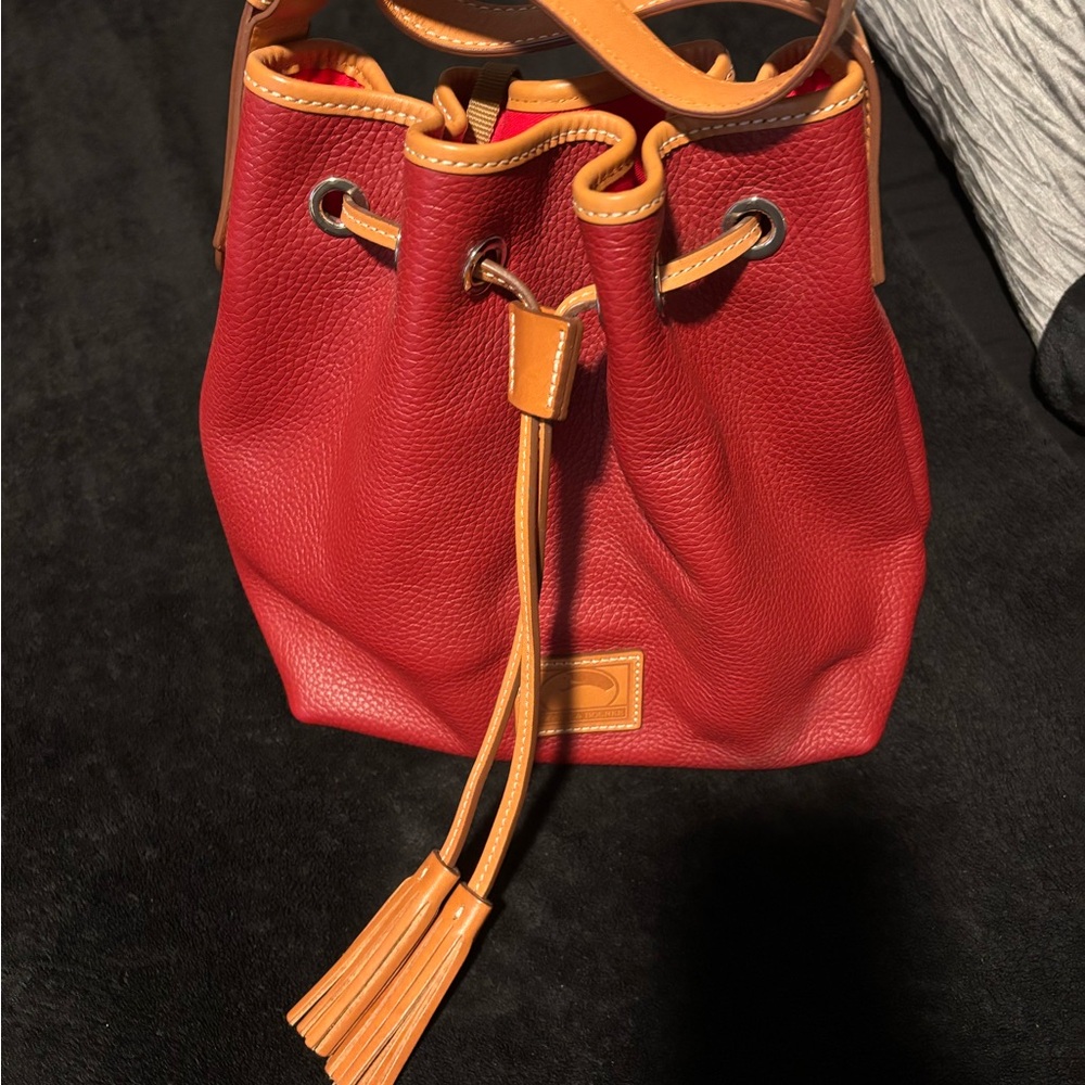 Red Leather Bucket Bag